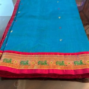 Kanchipuram Silk Saree - Blue/Red
